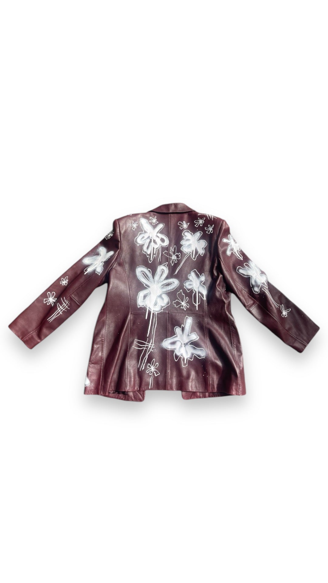BURGANDY BLOSSOM LEATHER BLAZER