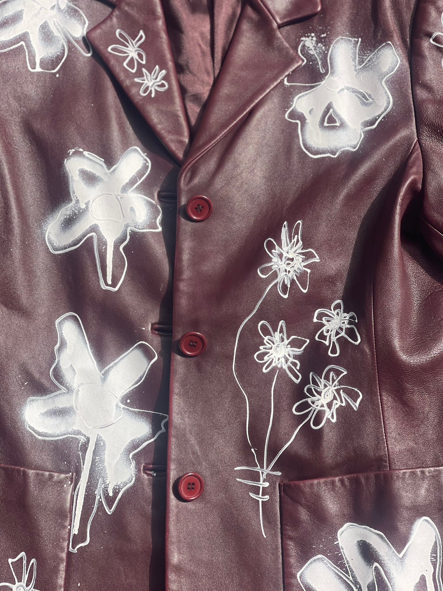 BURGANDY BLOSSOM LEATHER BLAZER