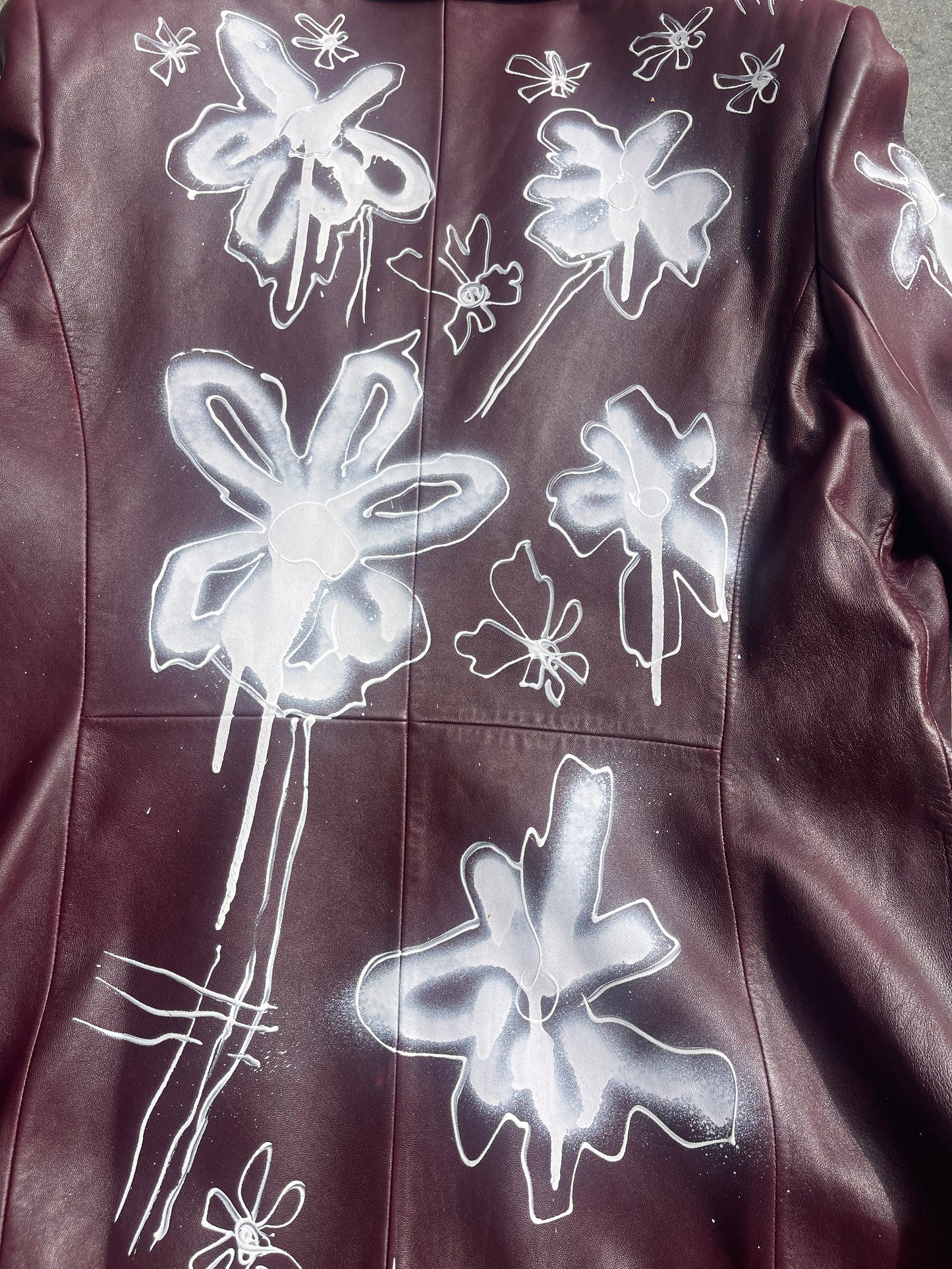 BURGANDY BLOSSOM LEATHER BLAZER