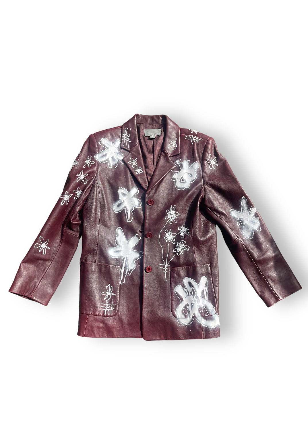 BURGANDY BLOSSOM LEATHER BLAZER