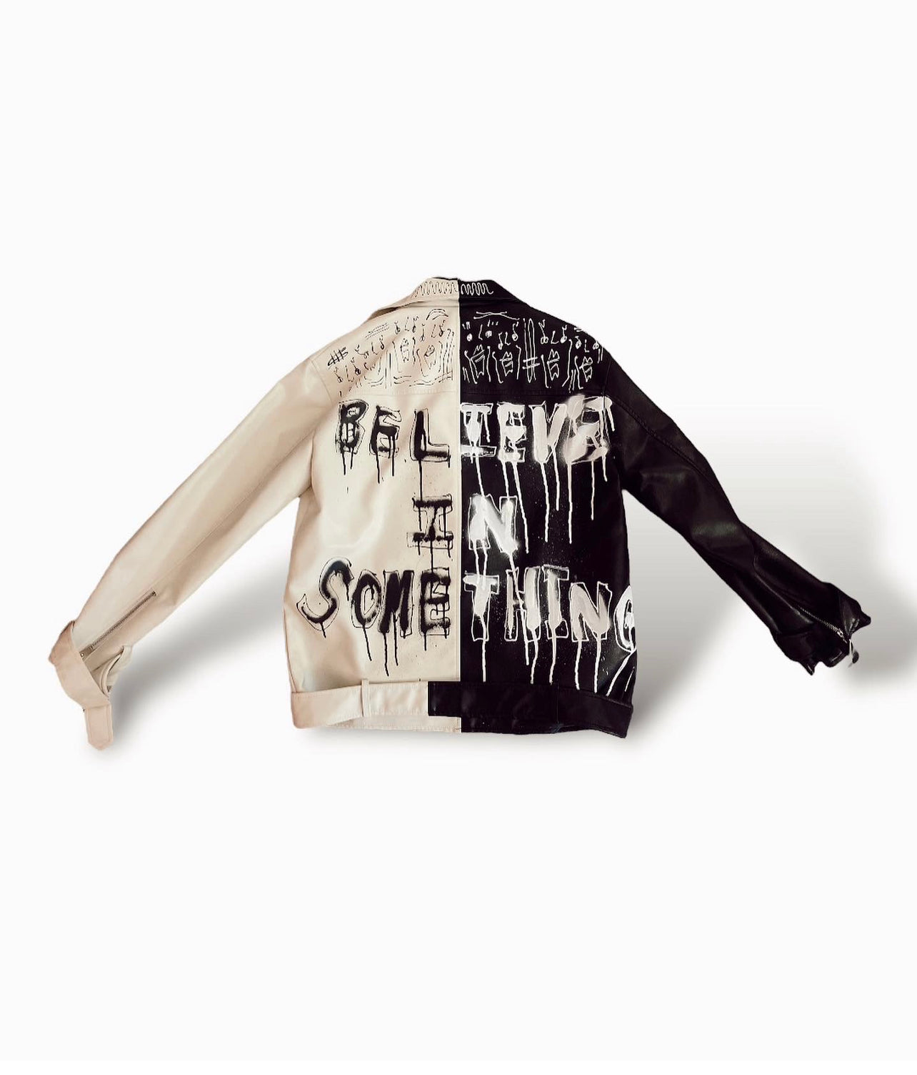 BELIEVE IN SOMETHING PLEATHER JACKET