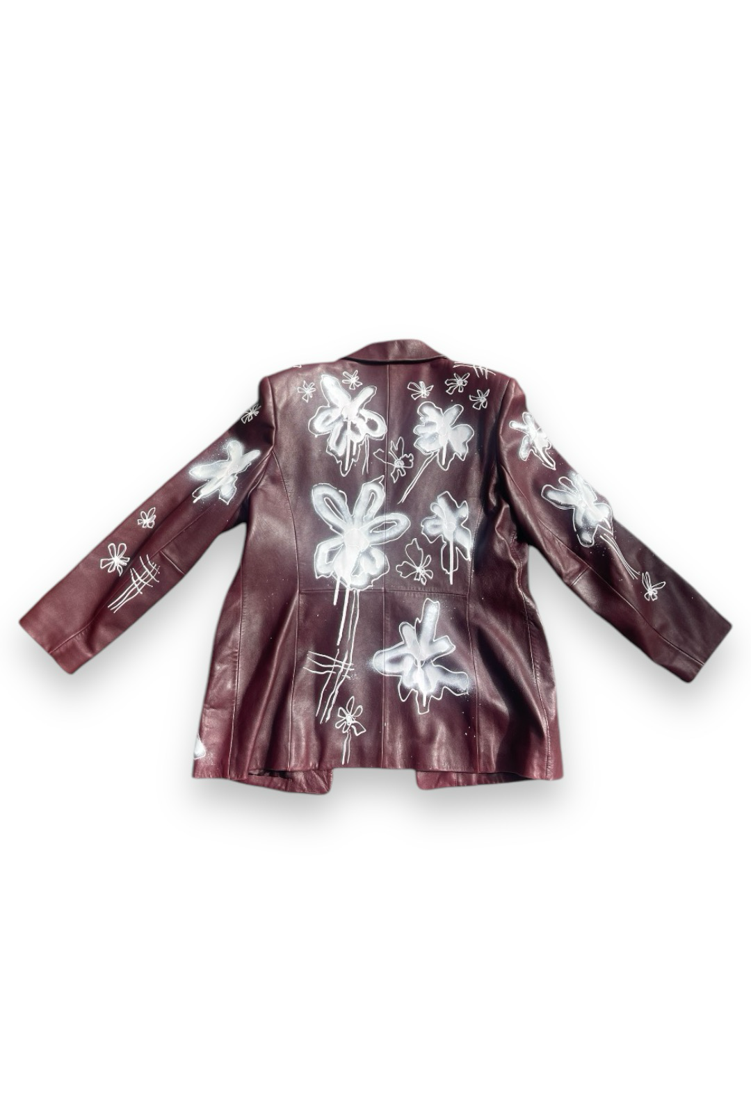BURGANDY BLOSSOM LEATHER BLAZER