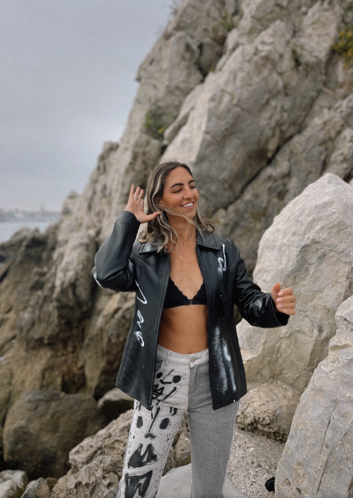 WINK FACE AUTHENTIC LEATHER JACKET