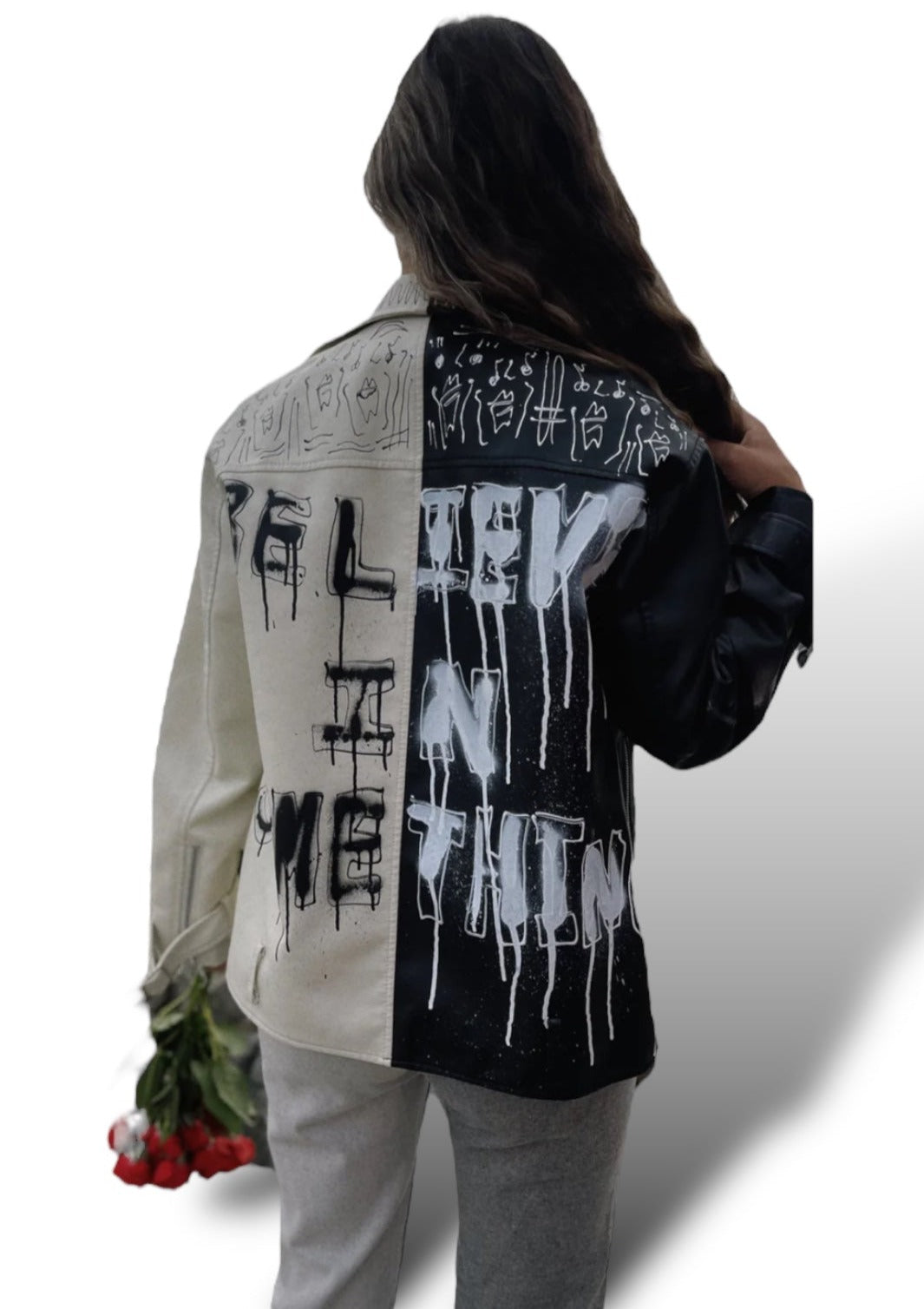 BELIEVE IN SOMETHING PLEATHER JACKET