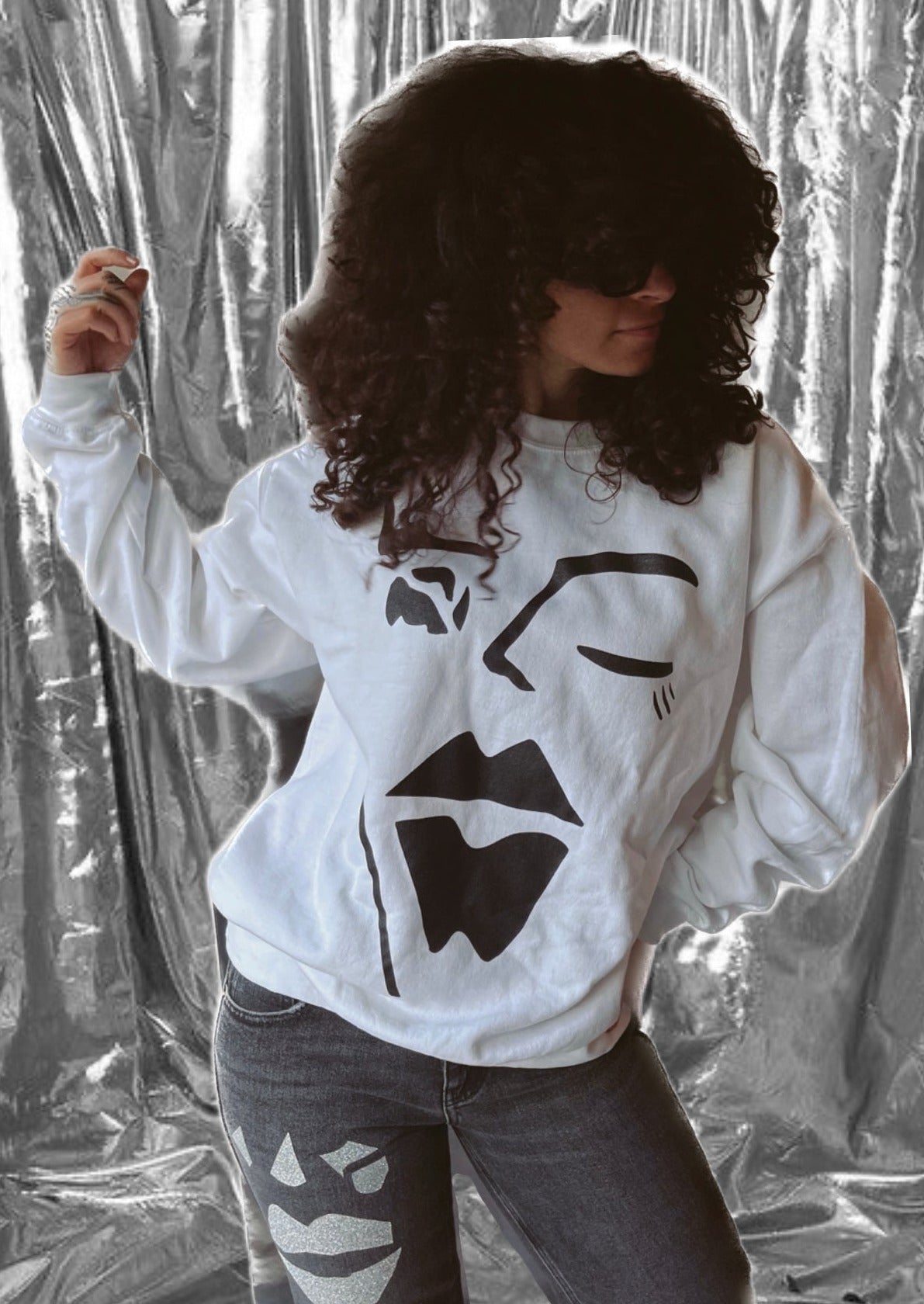 WINK FACE CREW (white)