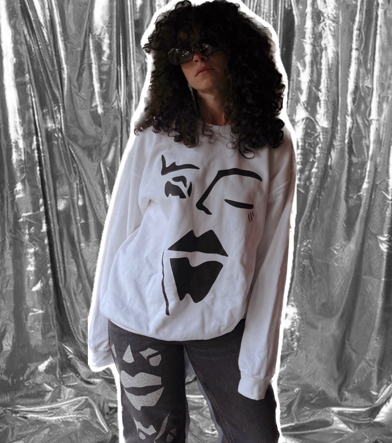 WINK FACE CREW (white)
