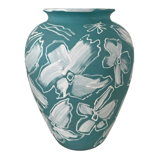 TEAL DROPS HAND-PAINTED VASE