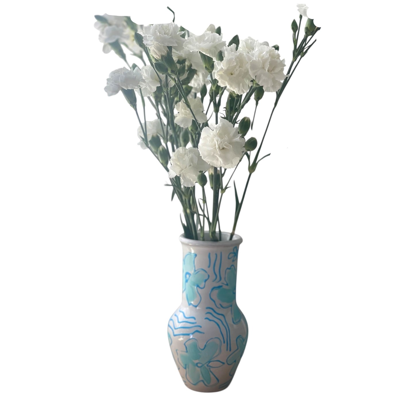 BLUE WAVES HAND-PAINTED VASE