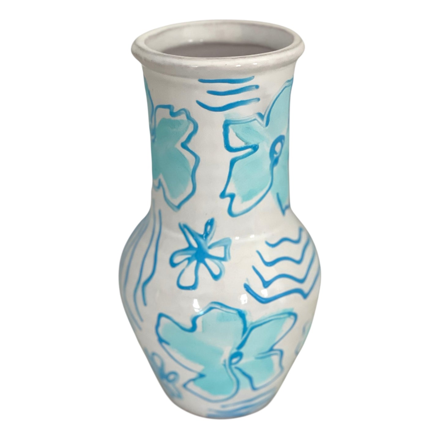 BLUE WAVES HAND-PAINTED VASE