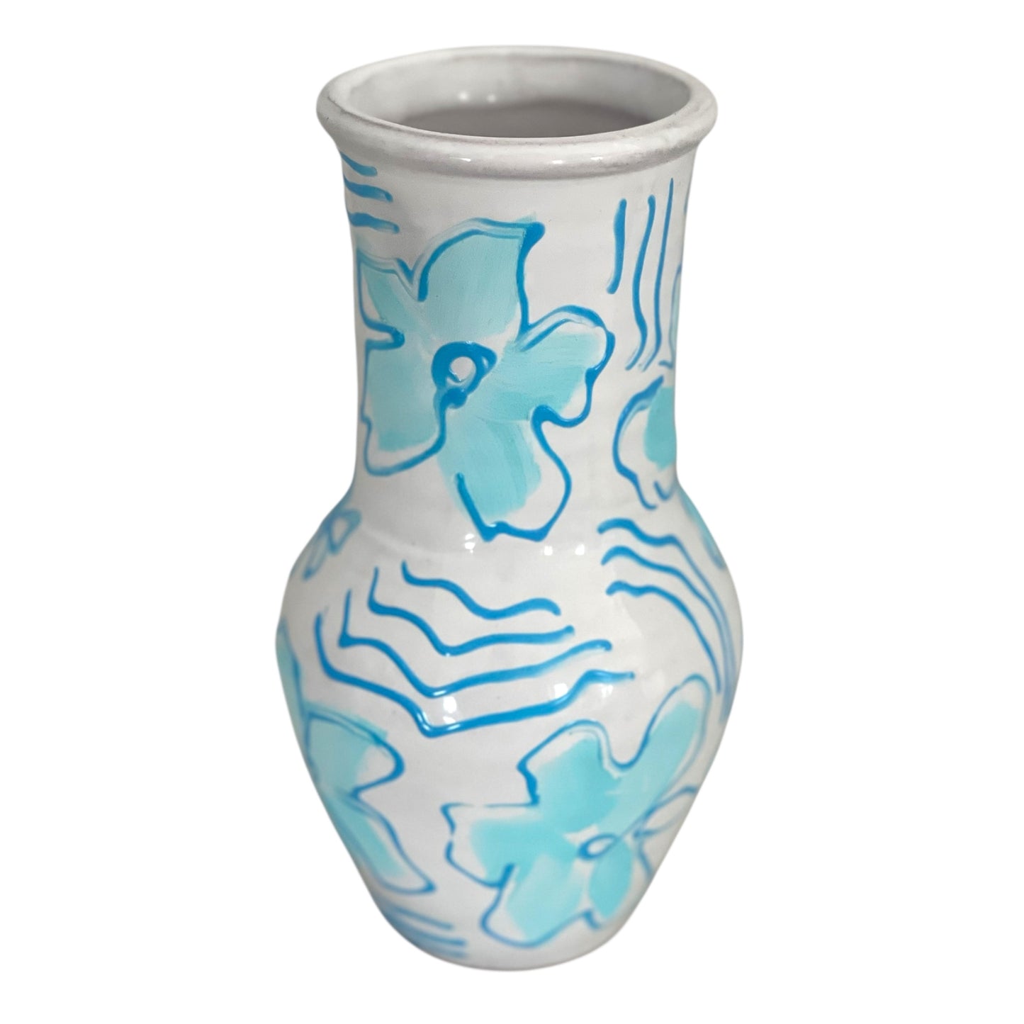 BLUE WAVES HAND-PAINTED VASE