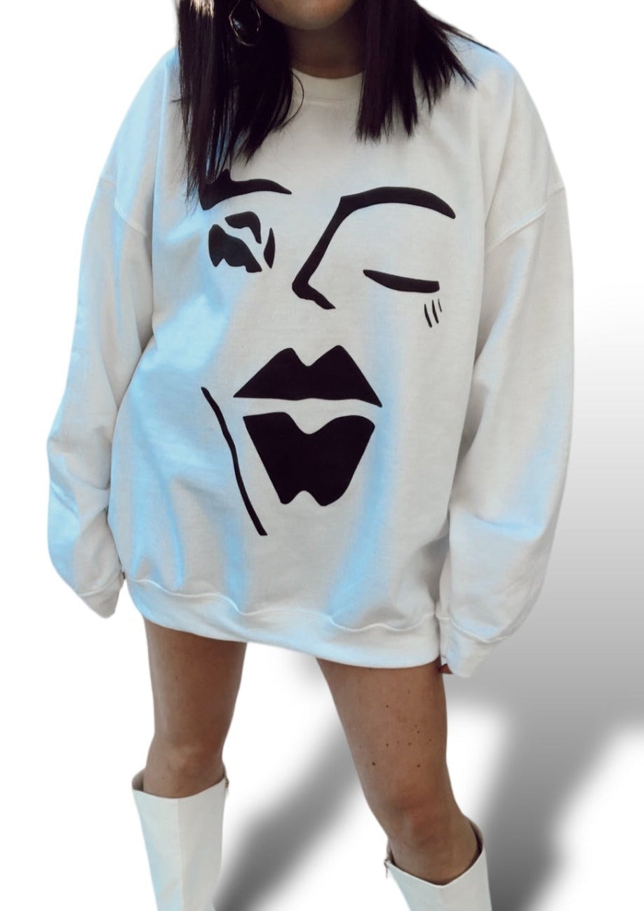 WINK FACE CREW (white)